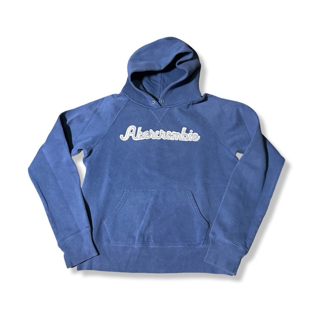 Abercrombie & Fitch Womens Blue Y2K Pullover Hoodie Logo Sweatshirt Size Large